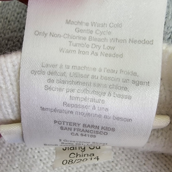 Pottery Barn Kids Heart Love Knit Baby Blanket Gray White Boarder Size 30x40 - Picture 7 of 7